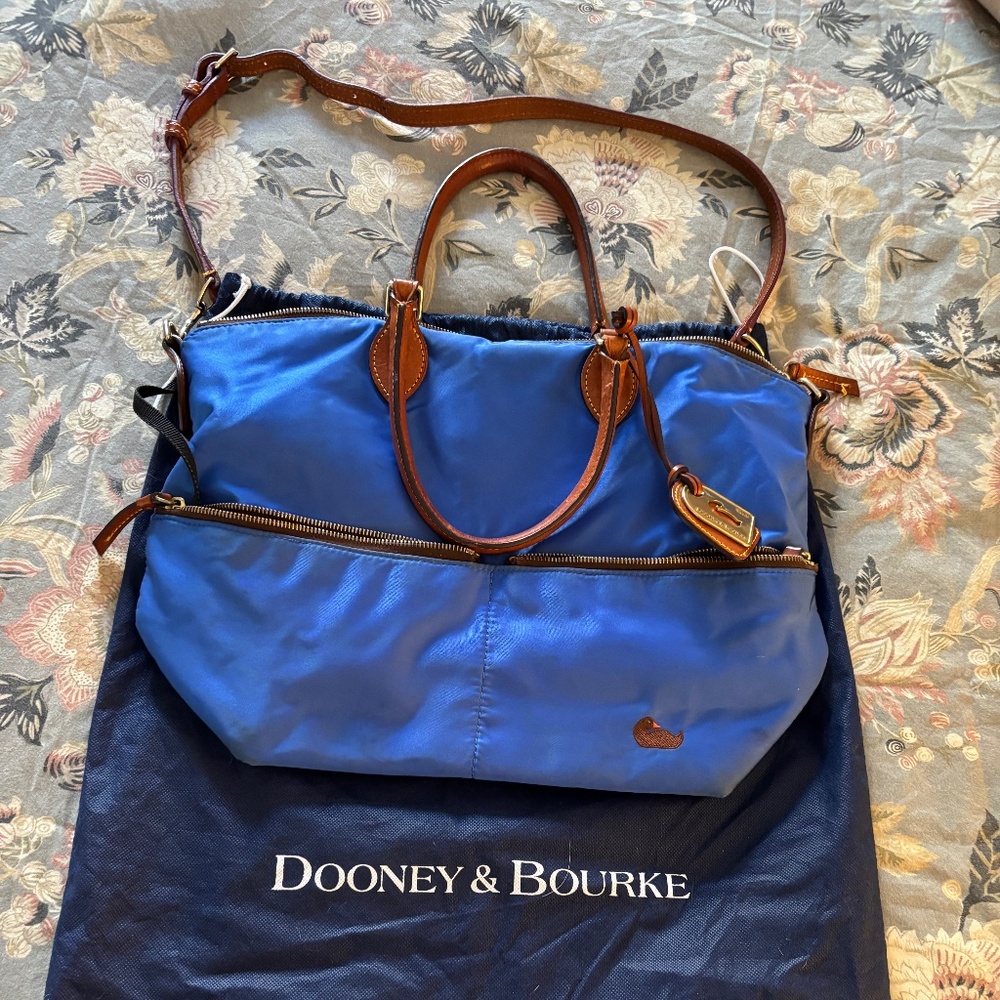 Blue Nylon Crossbody Satchel Purse